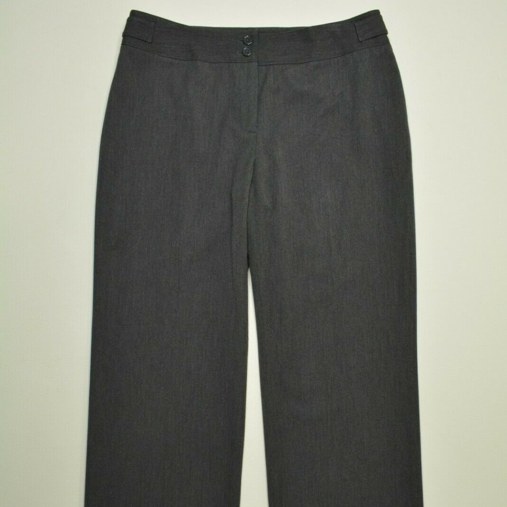 Jones New York Size 8 Womens Gray Stretch Wide Straight Leg Trouser Dress Pants
